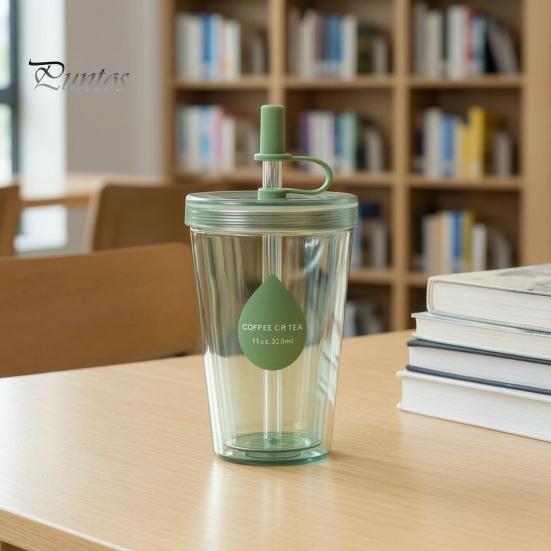 Insulated Style Water Bottle for School Drinking Straw Cup, Portable Leak-proof PC Bottle, Durable Reusable Cup Milk Tea Anti-fall Students And Office
