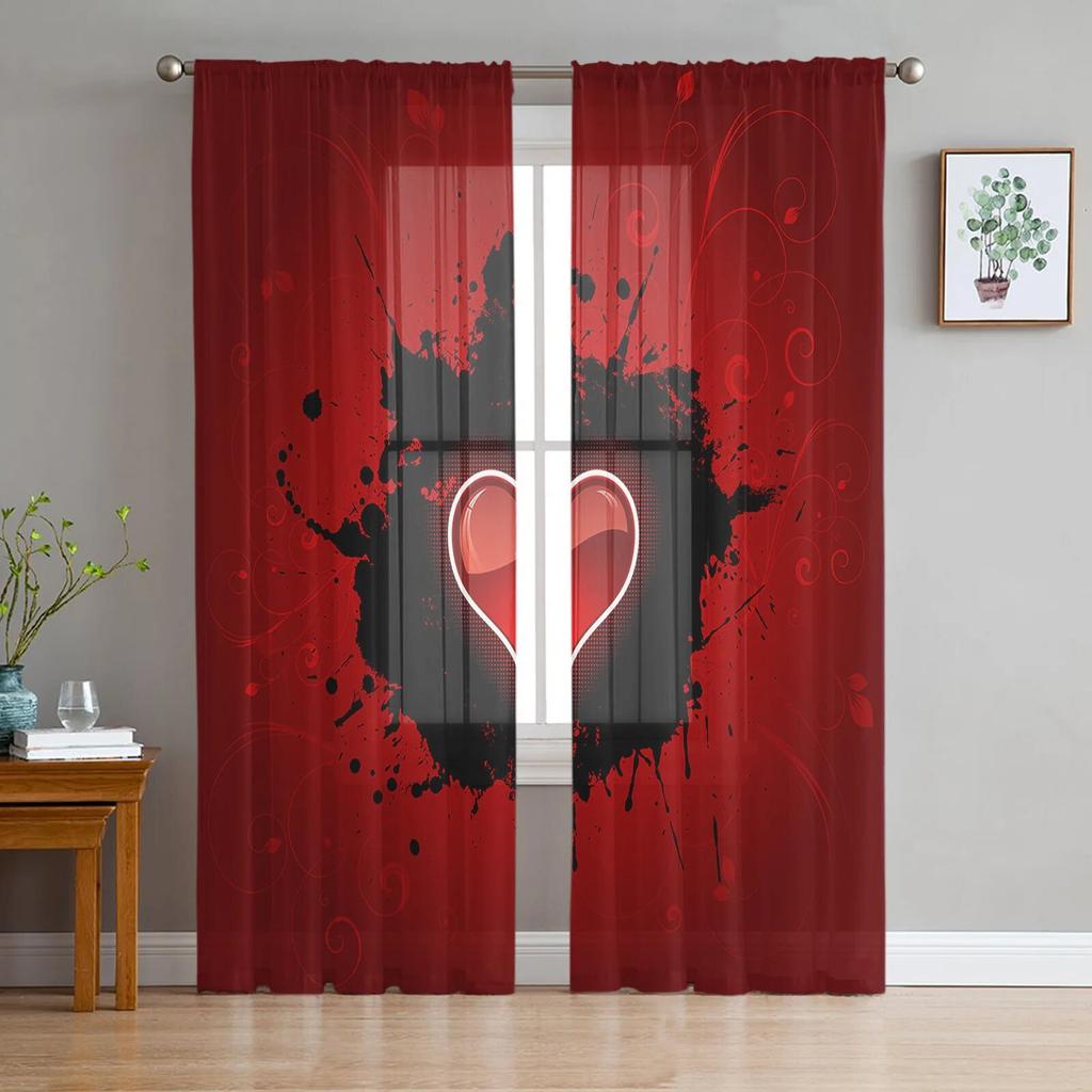 Love Pink Rose Butterfly Sheer Curtains for Bedroom Living Room Voile Window Curtains Tulle Curtains for Kids Room