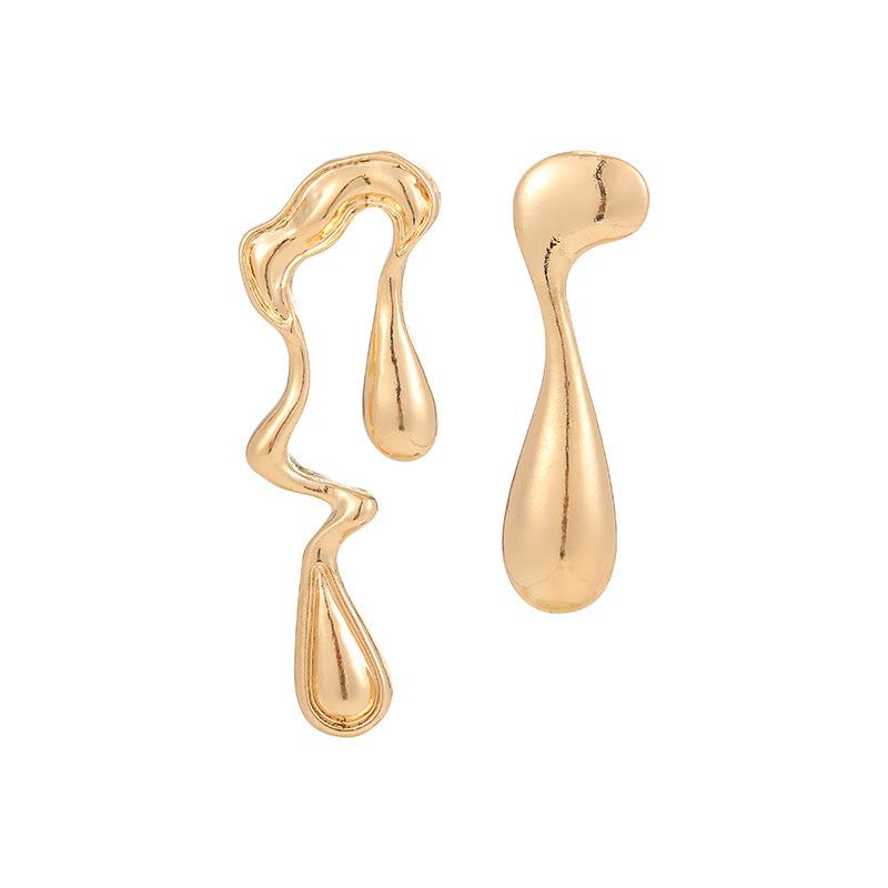 European and American jewelry liquid irregular geometric stud earrings sweet and cool personality design sense simple alloy water drop earrings