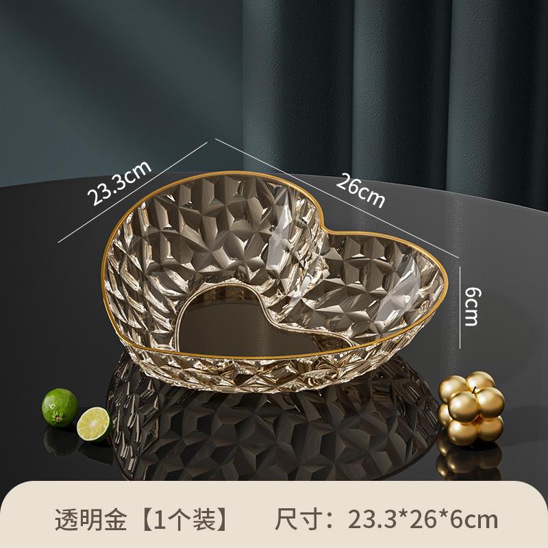 Love Bar Fruit Plate Light Luxury Phnom Penh Diamond Pattern Household Living Room Coffee Table Salad Plate Snack Plate