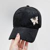 Rhinestone butterfly baseball cap children summer thin mercerized cotton sunscreen visor lace pattern cap