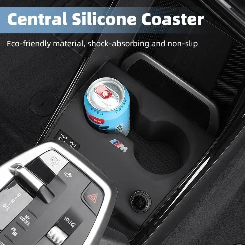 -Sottobicchieri in Silicone per Portabicchieri Auto Per BMW X1 U11 2024 2025 LHD Console Centrale Portabottiglie Antiscivolo Organizer Bevande