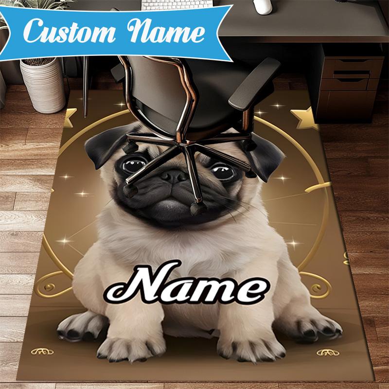 Custom Name Bulldog Comfortably Rug for Living Room, Game Rooms, Office, Bedroom, Floor Mat Playful Design, Fan Gifts Christmas Decor