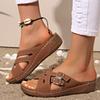 Women's Slippers 2026Summer New Casual Slippers Lightweight Wedges Heels Sandals for Women Open-toe Beach Slides Sandalias Mujer