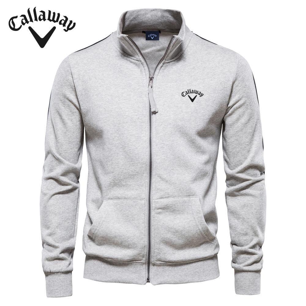 Callaway Vyšívané podzimní zima nové pánské stojací límec mikina s dlouhým rukávem sportovní kontrastní barva ležérní bunda cardigan