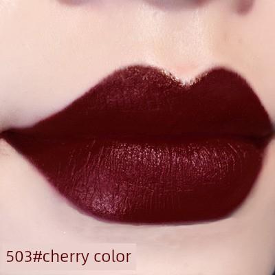 Non-Stick, Non-Fading, Matte Lipstick In a Vintage Cherry Color That Moisturizes and Waterproofs, Suitable for Yellow Skin Tones To Enhance Whiteness