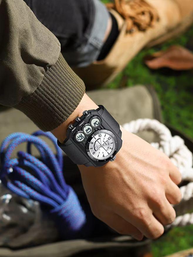 SANDA6237 Fashion Electronic Watch Outdoor Sports Multi functional Waterproof Night Light Dual Display Men's Electronic Watch