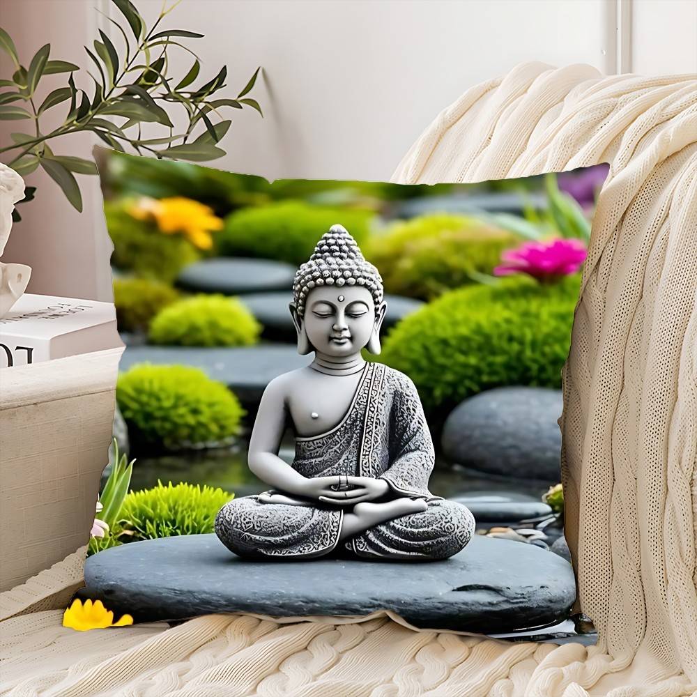 Buddha Zen Stein Blume Serie Kissenbezug Elegant Wohnzimmer Schlafzimmer Dekorative Rechteckige Kissenbezüge Sofakissenbezug