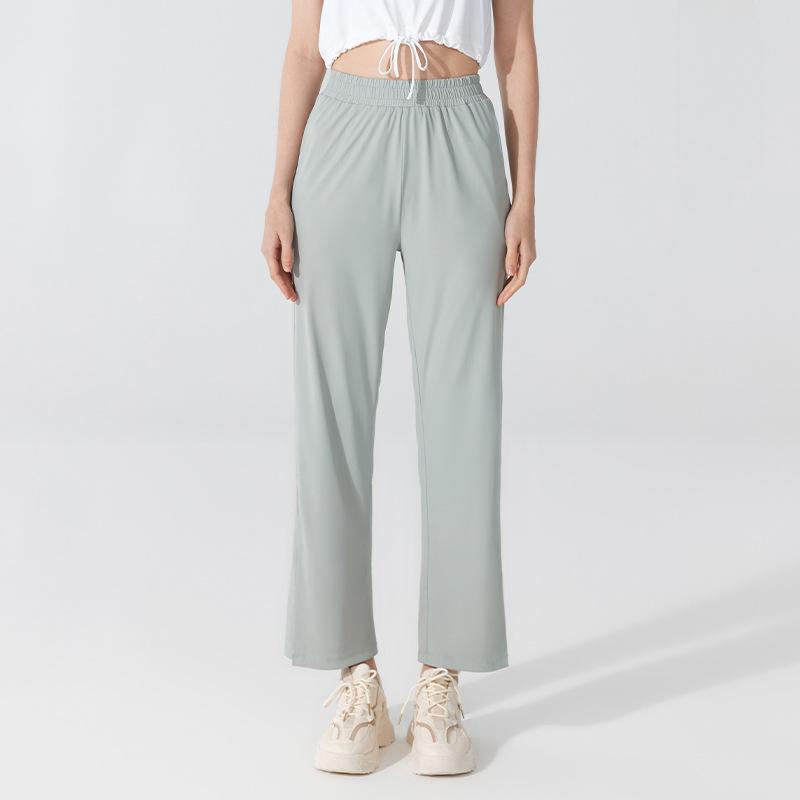 Letní dámský krém na opalování Cool Feeling široké kalhoty volné kalhoty na jógu sportovní ležérní fitness kalhoty s vysokým pasem