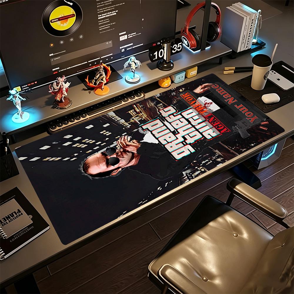 Gta Customize Text Mouse Pad Keyboard Pad Ultra-Long Desk Mat Non-Slip Rubber Base Gaming Accessories Ideal Gift for Gamers