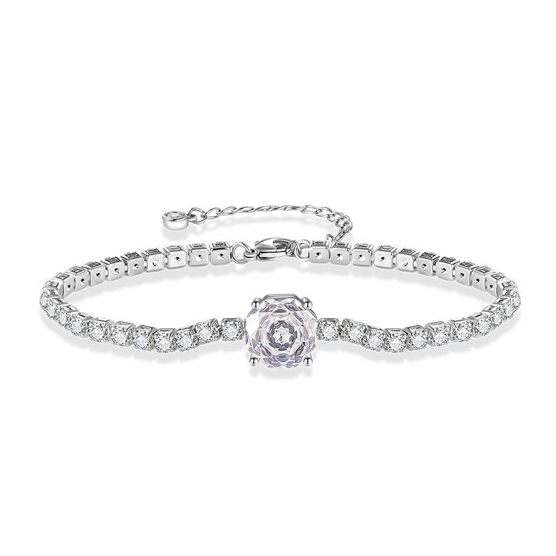 

New Full Moissanite Bracelet 925 Sterling Silver Shiny bangles Chain For Women Men Wedding Jewelry Plated 18K white gold Gifts