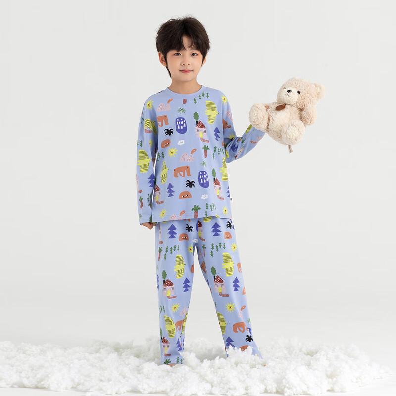 Boys  Full Print Long Sleeve Cotton Pajama Set 120