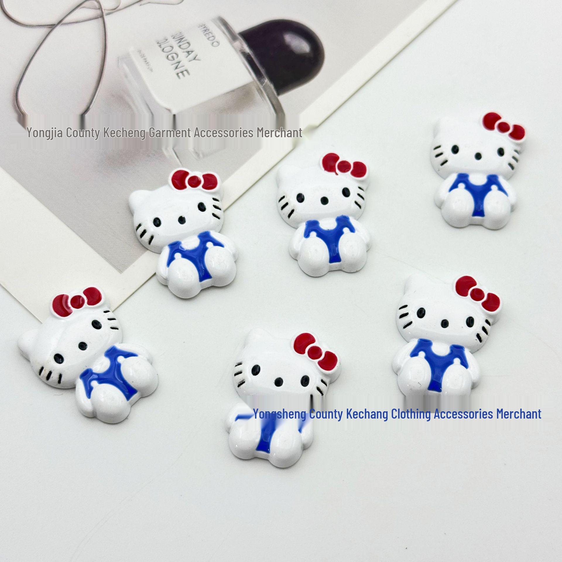 Cartoon Kitten Accessories: Hair Clips, Phone Cases, Crocs, Water Bottles, DIY Resin Materials синий
