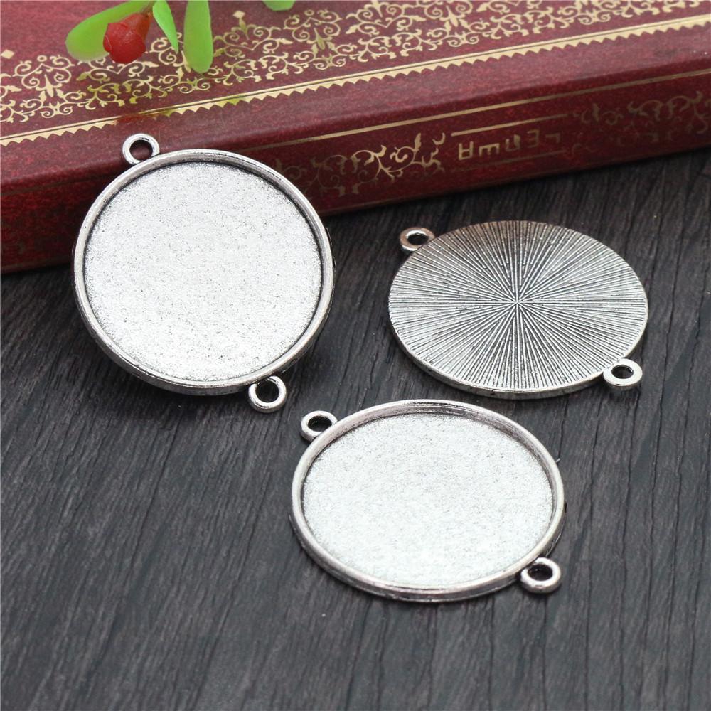 

10pcs 25mm Inner Size Antique Silver Plated Square Cabochon Base Cameo Setting Charms Pendant For 10 mm Leather Bracelet