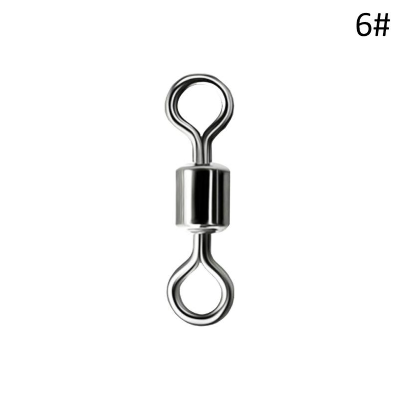 Stainless Steel Beads Fishing Swivel 10pcs Solid Connector Ball Bearing Snap Fishing Swivels Rolling