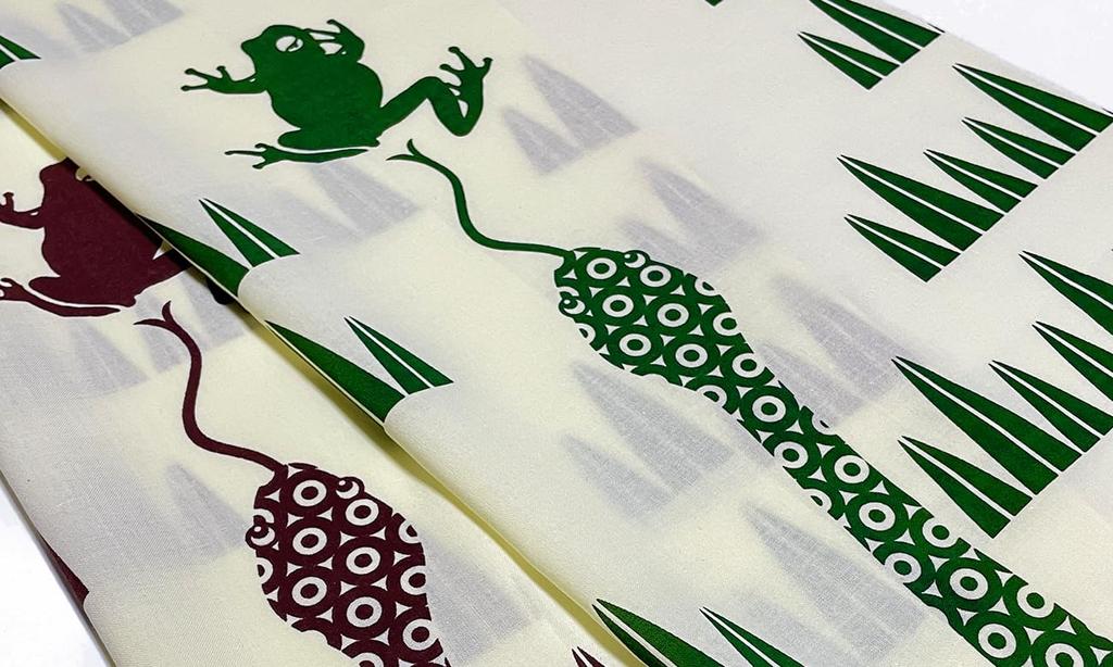 Dyeing Anbo Tenugui Zodiac Perorin Authentic Dyed Cotton Tokuoka Made In Japan 35cm X 100cm "2025 Green" 100%