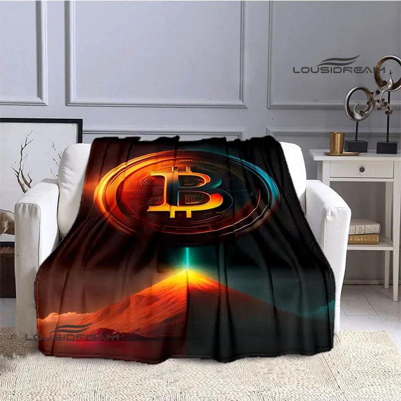 Bitcoin Fashion Printed Blanket Kids Warm Blanket Flannel Soft Cozy Blanket Sofa Bed Blanket Travel Blanket Birthday Gift