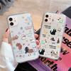 Cute Kawaii Cat Dog Sticker Phone Case for iPhone 17 16 15 14 13 12 11 Pro Max Plus Korean Style Shockproof Clear Soft TPU Cover