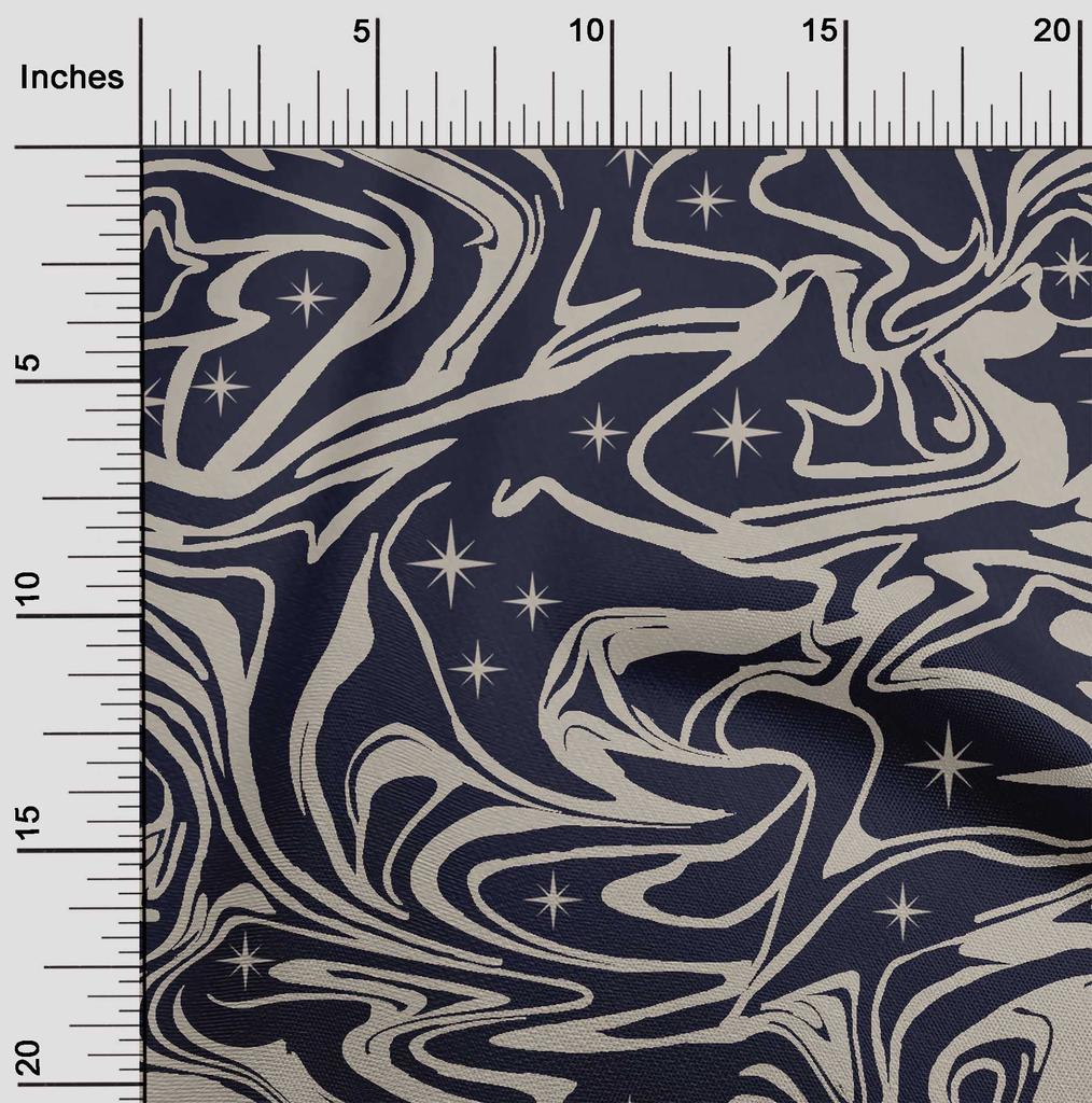 oneOone Cotton Flex Dark Blue Fabric Abstracts Sewing Material Print Fabric By The Yard 40 Inch