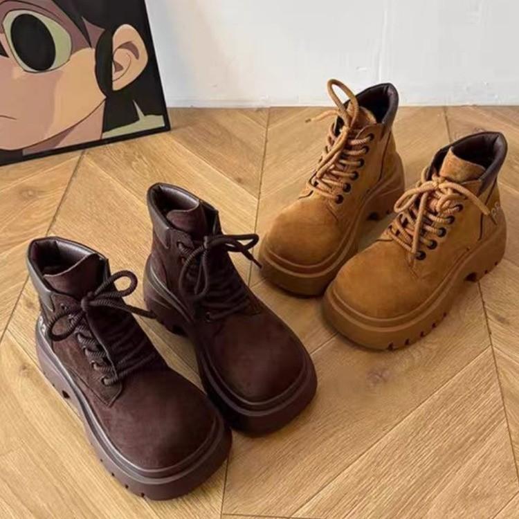Martin boots dam vår och höst nya platåstövlar retro arbetskläder rabarberstövlar korta stövlar tidig höst