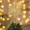 Christmas Tree Topper Star Decoration with Snowflake Coating Tabletop Ornament