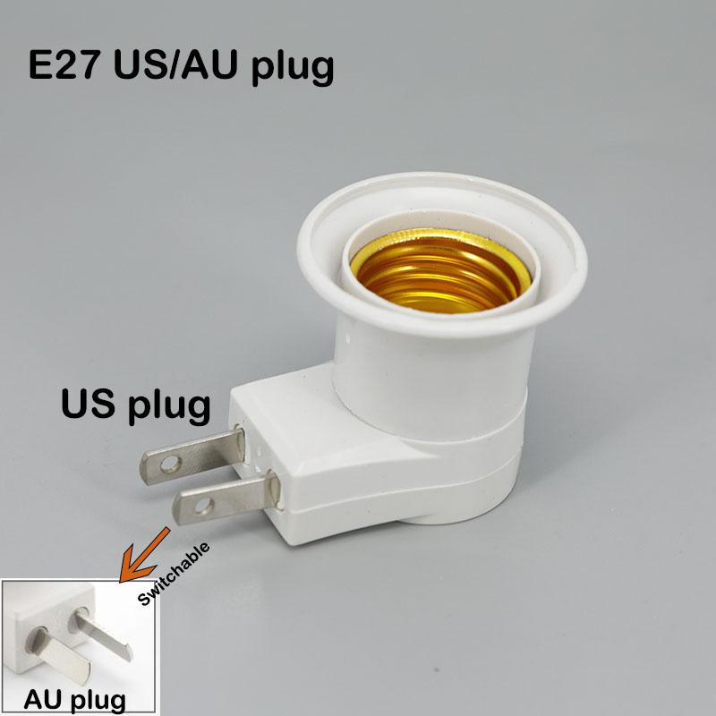 220V US AU EU UK E27 Lamp Socket Adapter with On/off Switch Plastic Standard Screw-in Socket Outlet Converter Bulbs Home