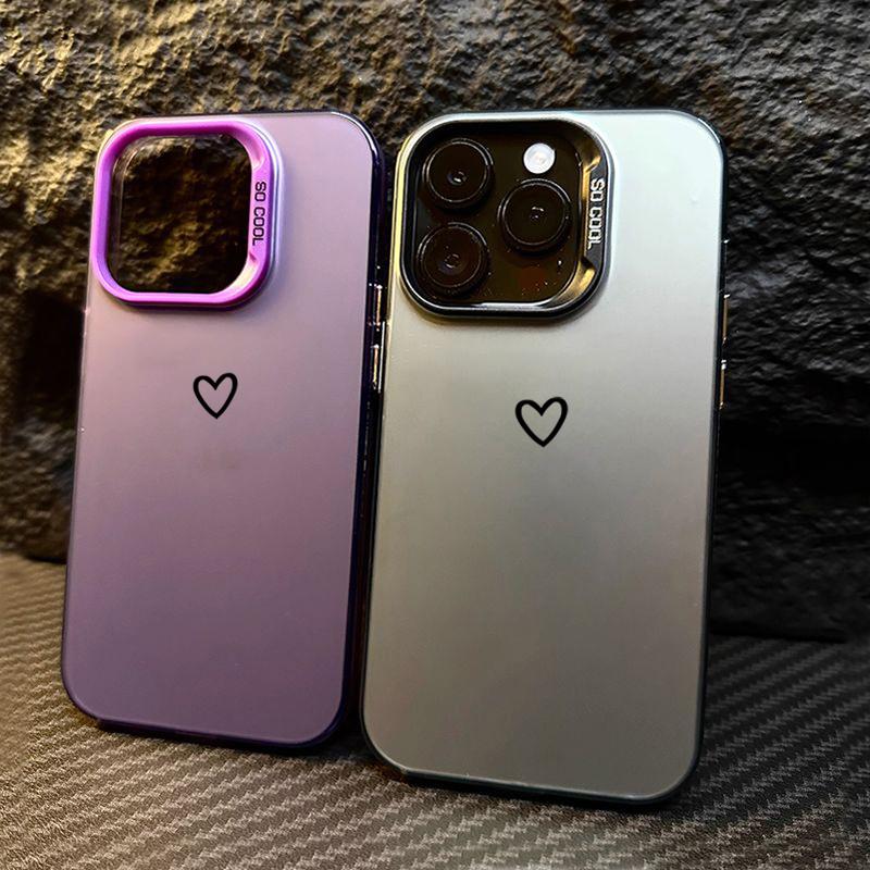 Minimalist Love Heart Print IMD Material Phone Case for iPhone 16 15 14 13 12 11 Pro Max XS X XR 8 7 Plus 16E Shockproof Cover