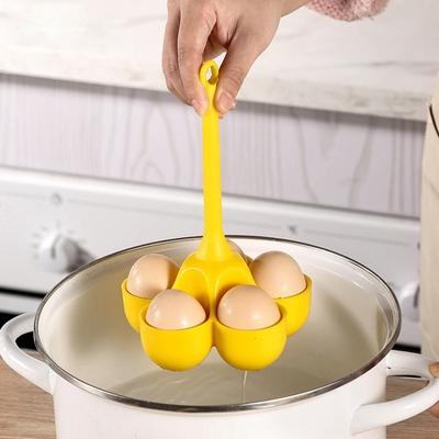 Cuocitore per uova in silicone 3/5 cavità Manico lungo Resistente al calore Facile drenaggio Cuociuova Portabicchieri fumante Forniture da cucina