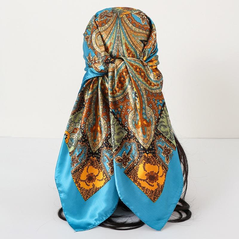 New cashew print silk scarf women's trend versatile shawl satin headscarf 90 square scarf scarf women