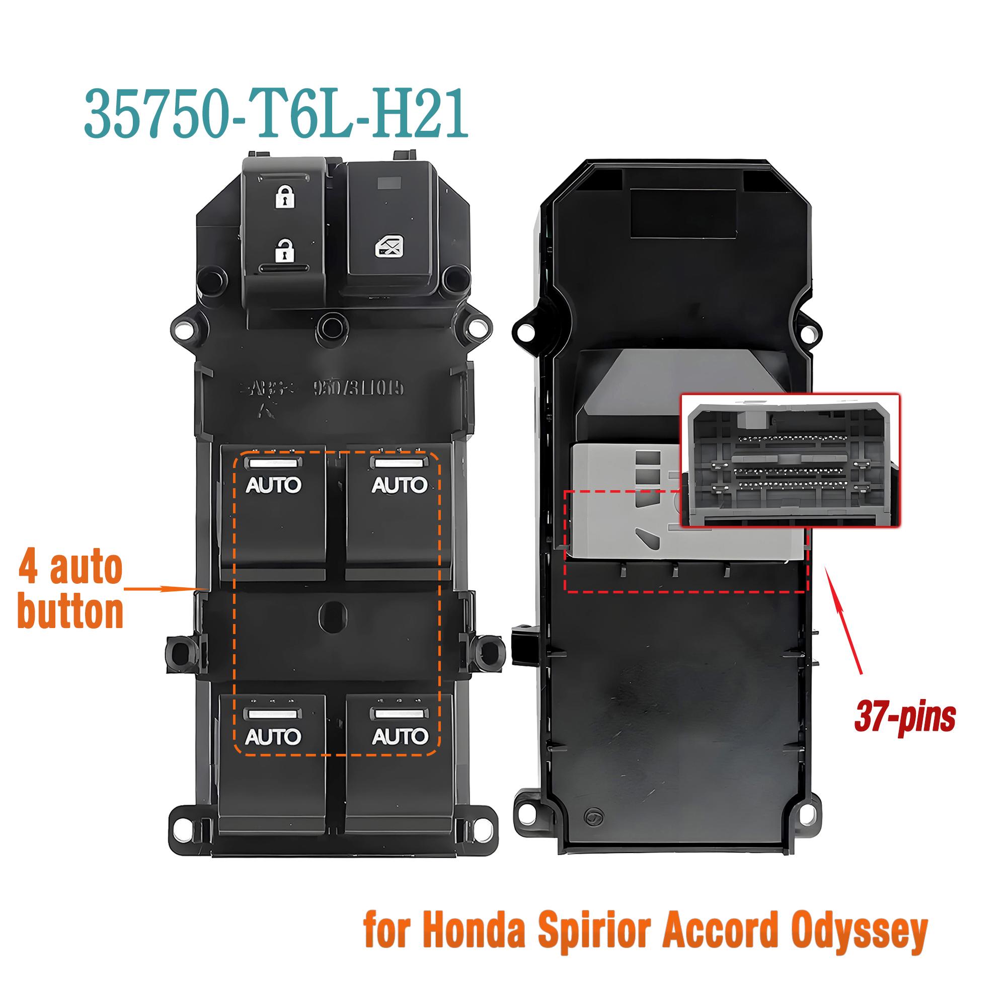 35750-T6L-H21 35750T6LH21 For Honda Spirior,Accord,Odyssey 2015-2018,Front Left Side Electric Power Window Control Switch Button 4Auto 35750-T6L-H21