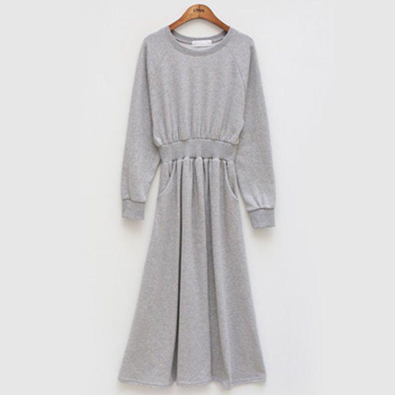 Autumn & Winter Plus Velvet Hoodie Dress: Ankle-Length, Waist-Cinched, Plus Size, Slimming Fit for Super Fairy Students