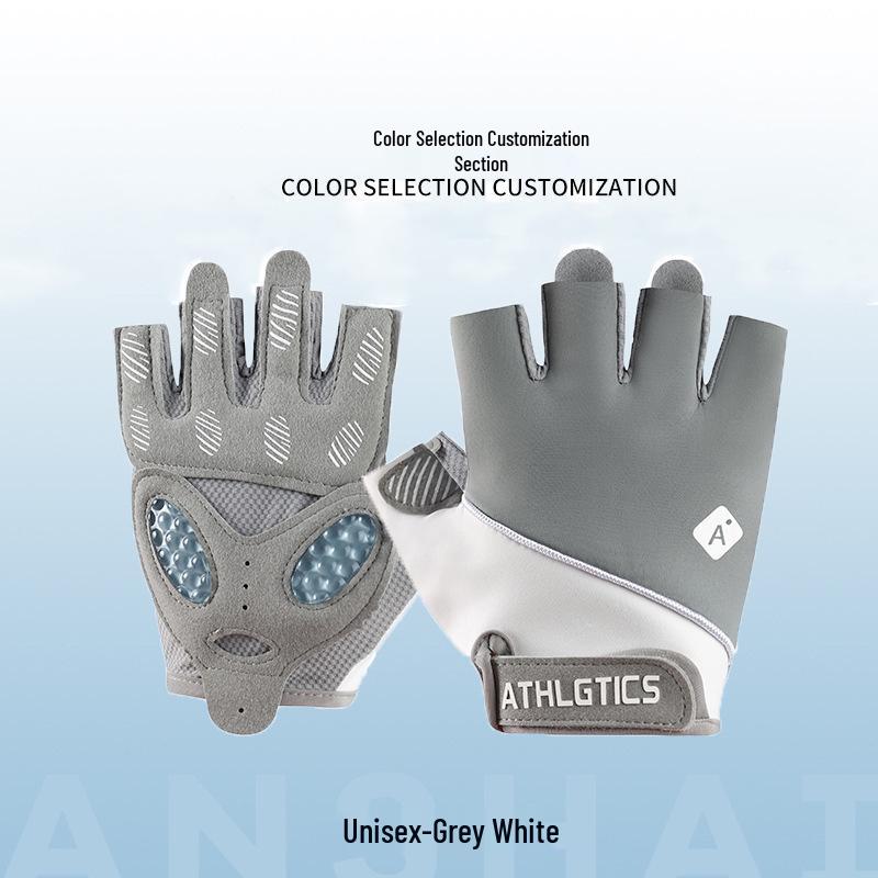 

Ice Silk Non-Slip Half-Finger Fitness Gloves for Yoga, Cycling & Pull-Ups - Unisex Wear-Resistant Sports Gloves Small білий/сірий колір