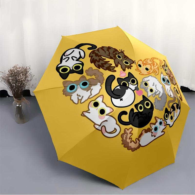 1pc Cat Love Automatic Open/Close Umbrella, Portable Folding Umbrella for Travel, Themed Events, It is suitable as a gift for various festivals, Outdo