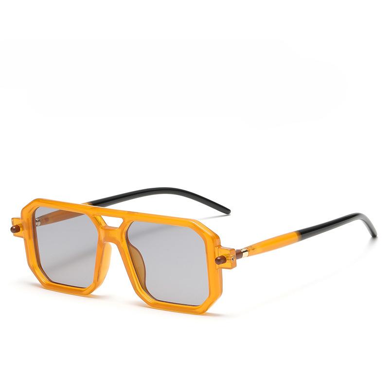 Vintage Square Sunglasses for Men Women  Retro Double Bridge Male Sun Glasses Eyewear Trendy Luxury Brand Design