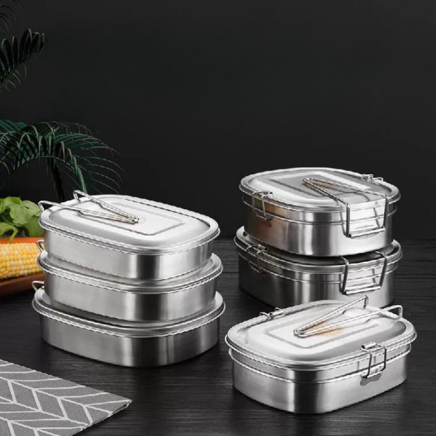 Lunch Box, Lunch Box, Double Lunch Box, Portable Cooker with Handle, Stainless Steel Large Capacity