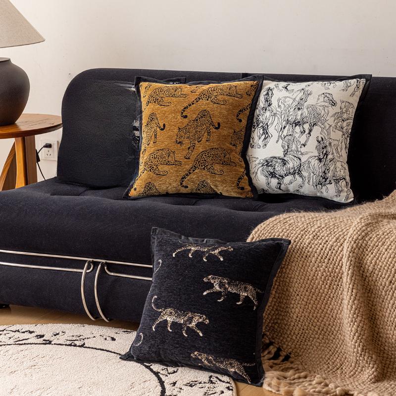 Animal Throw Pillow Cover Retro Light Luxury Bay Window Sofa Waist Cushion Cover Decor Home Decoration Pillowcase 45x45CM