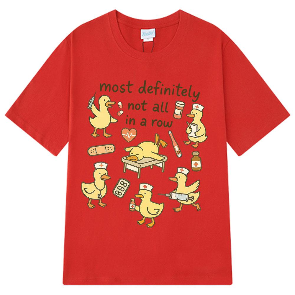 2025 Summer Funny Nurse Ducks in A Row Print TShirt Men Women Shortsleeved Highquality Vintage Cotton Printed Tshirts Y2k