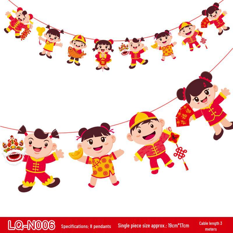 2026 Spring Festival Chinese New Year Living Room Decorations: Paper Hanging Ornaments for Home Scene