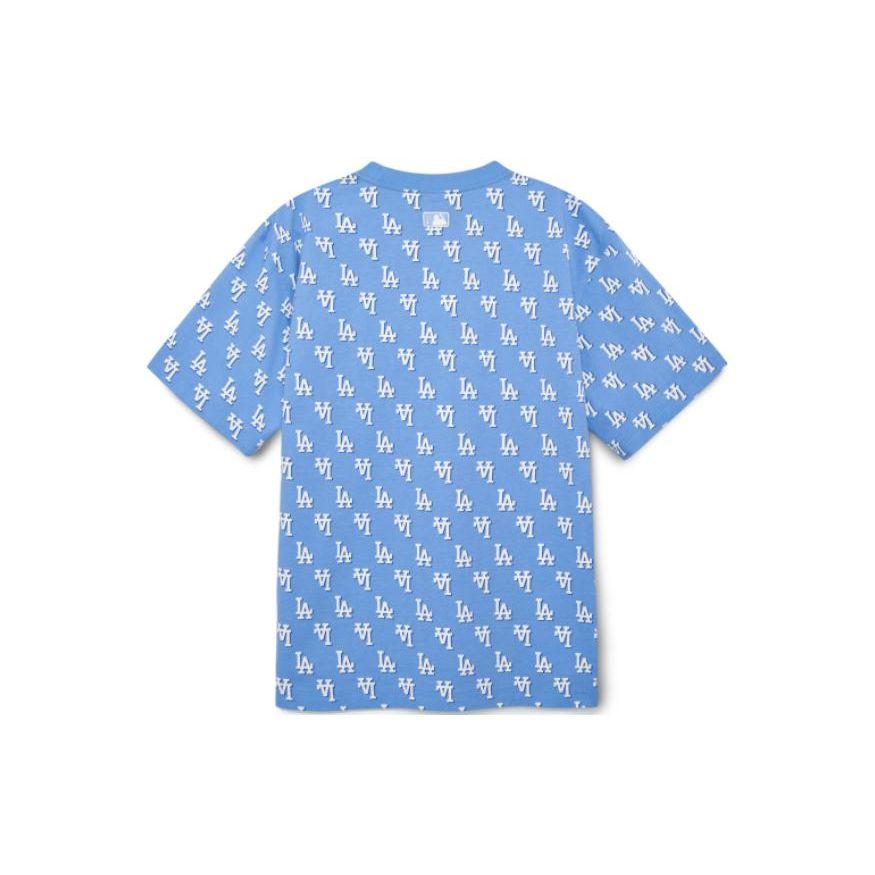MLB Los Angeles Dodgers Floral Logo All Over Print Casual Crew Neck Short Sleeve T-Shirt Unisex T-Shirt Blue 3ATSM1133-07CBL