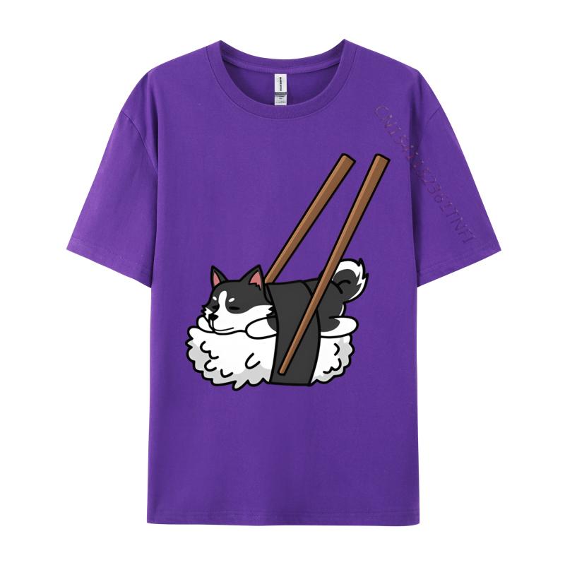 Comics Tees Cotton Men T Shirts Funny Sushi Siberian Husky Tshirt Vintage Tshirt Fashion T Shirt Men