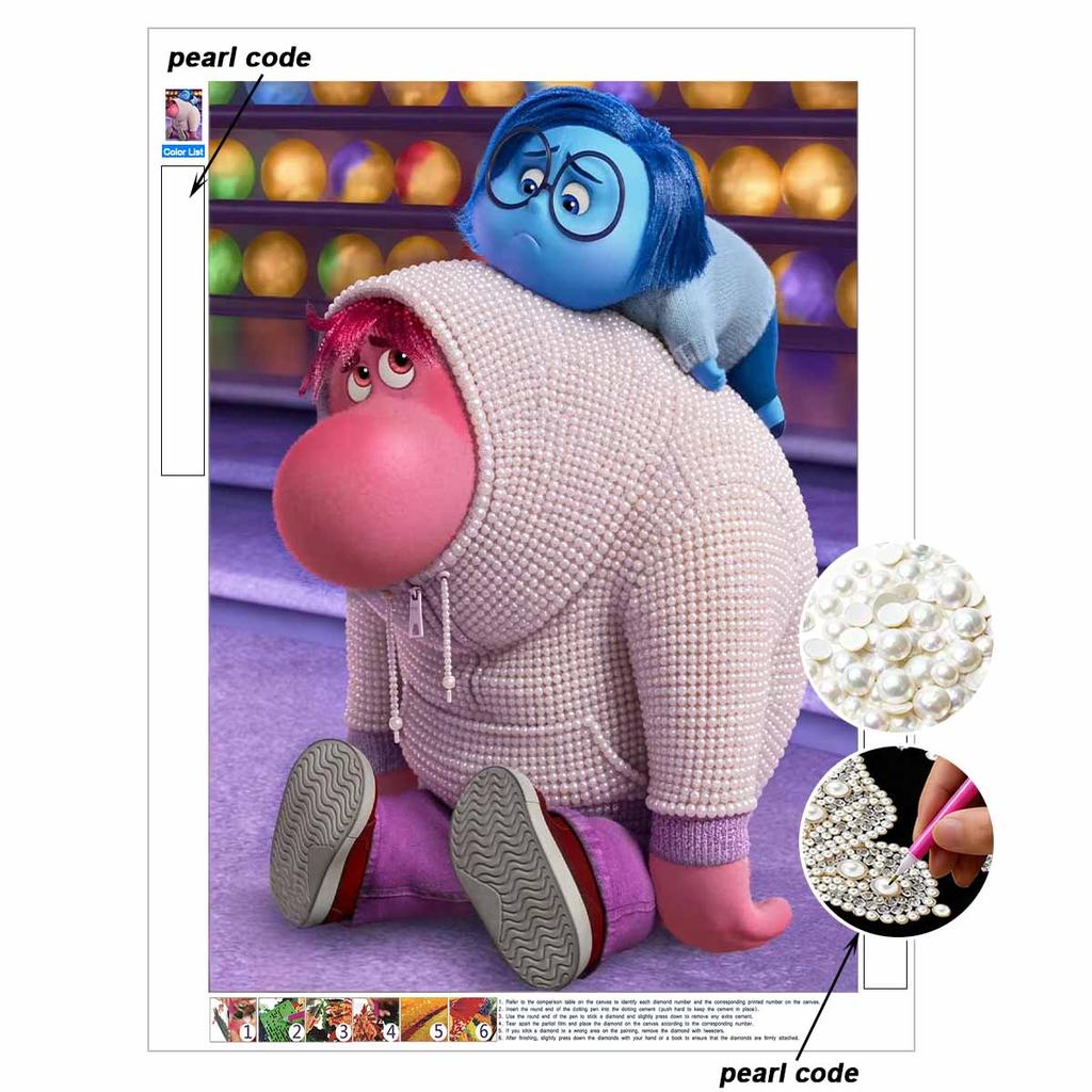 Disney S Inside Out Pearl Art Whimsical Creative Pearl-Style Illustration Kit 5D DIY Pearl Embroidery Mosaic Cross-Stitch Kit for Home Decor