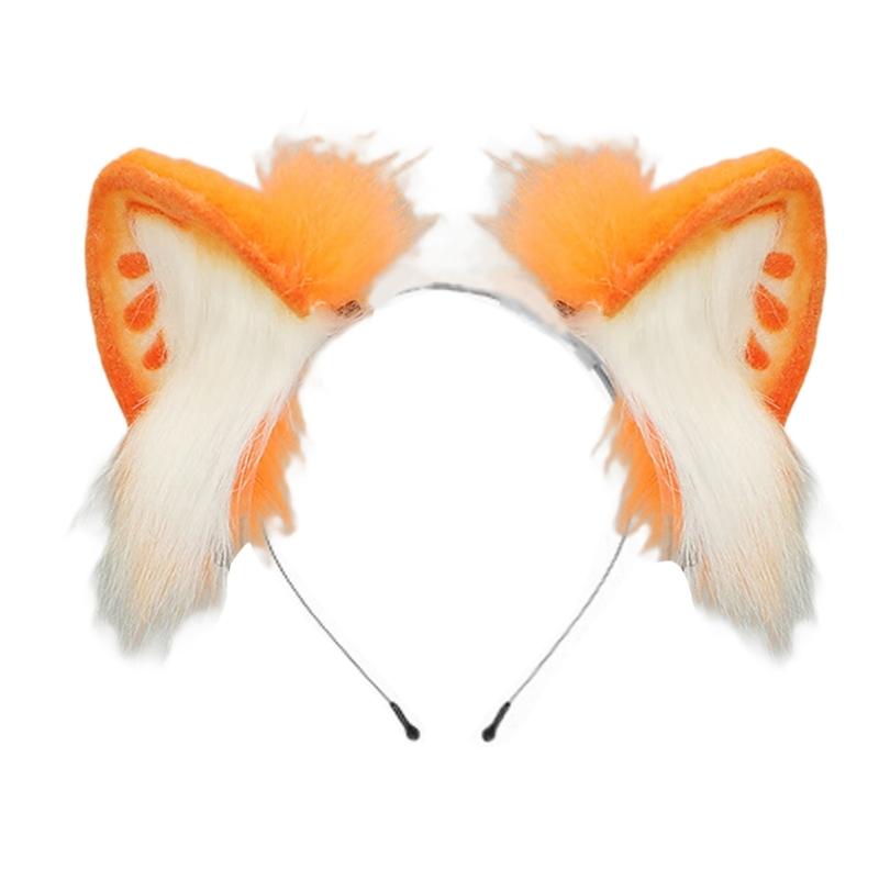 Faux Furs Bunnies Ears Headband Tail Animal Bunnies Costumes for Christmas Halloween Cosplay Party Costume Accessories