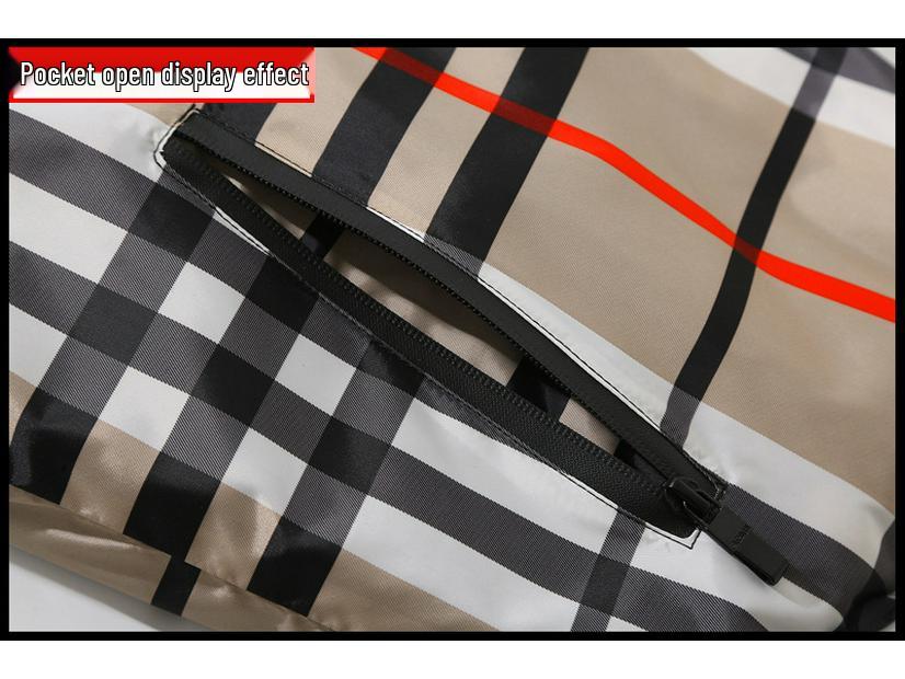 6681 Jarní Nová Pánská Kostkovaná Ležérní Bunda s Kapucí - Dospívající Student Plus Size Trend