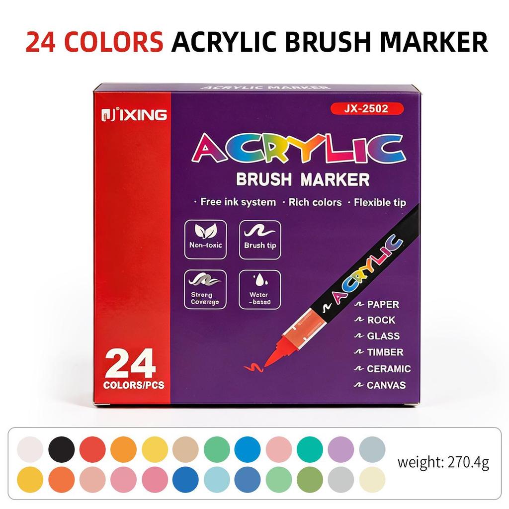 Direktflüssig-Acrylmarker-Set - Weiche Spitze, 24 oder 48 Farben, Ohne Pumpen für DIY-Graffiti und Professionelles Zeichnen