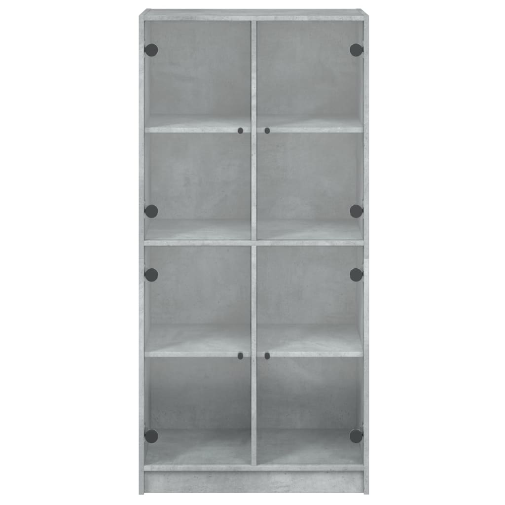 Highboard with Doors Concrete Grey 68 X 37 X 142 Cm Wood Based Material