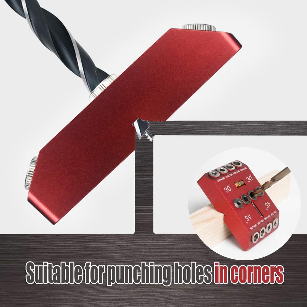 Red 30/45/90 Degree Hole Puncher Pocket Hole Jig with Horizontal Bubble Level Suitable for Punching Holes in Corners/Round Rods