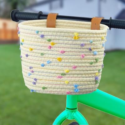 Kids Bike Basket Bicycle Cartoon Storage with Adjustable Straps for Children