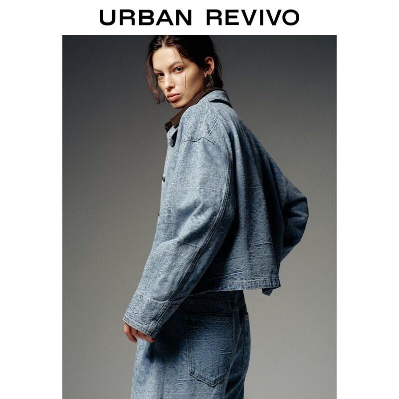 UR Women's Retro Ethnic Jacquard Denim Jacket