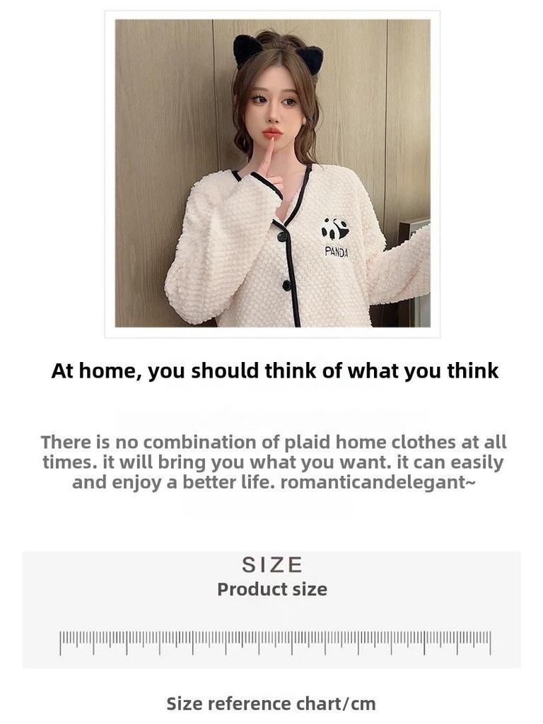 Pajama damska z różowego aksamitu flanelowego w dużym rozmiarze - Uroczy i ciepły kardigan na jesień/zimę