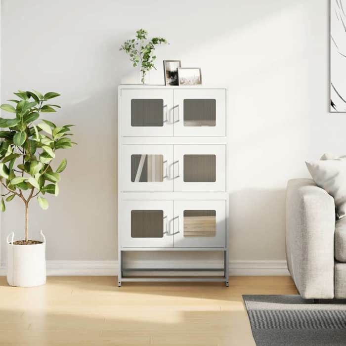VidaXL Highboard White 68x39x123 Cm Steel, Cabinet, Storage Cabinet, Highboard, Sideboard, Tall Cabinet, 853355.